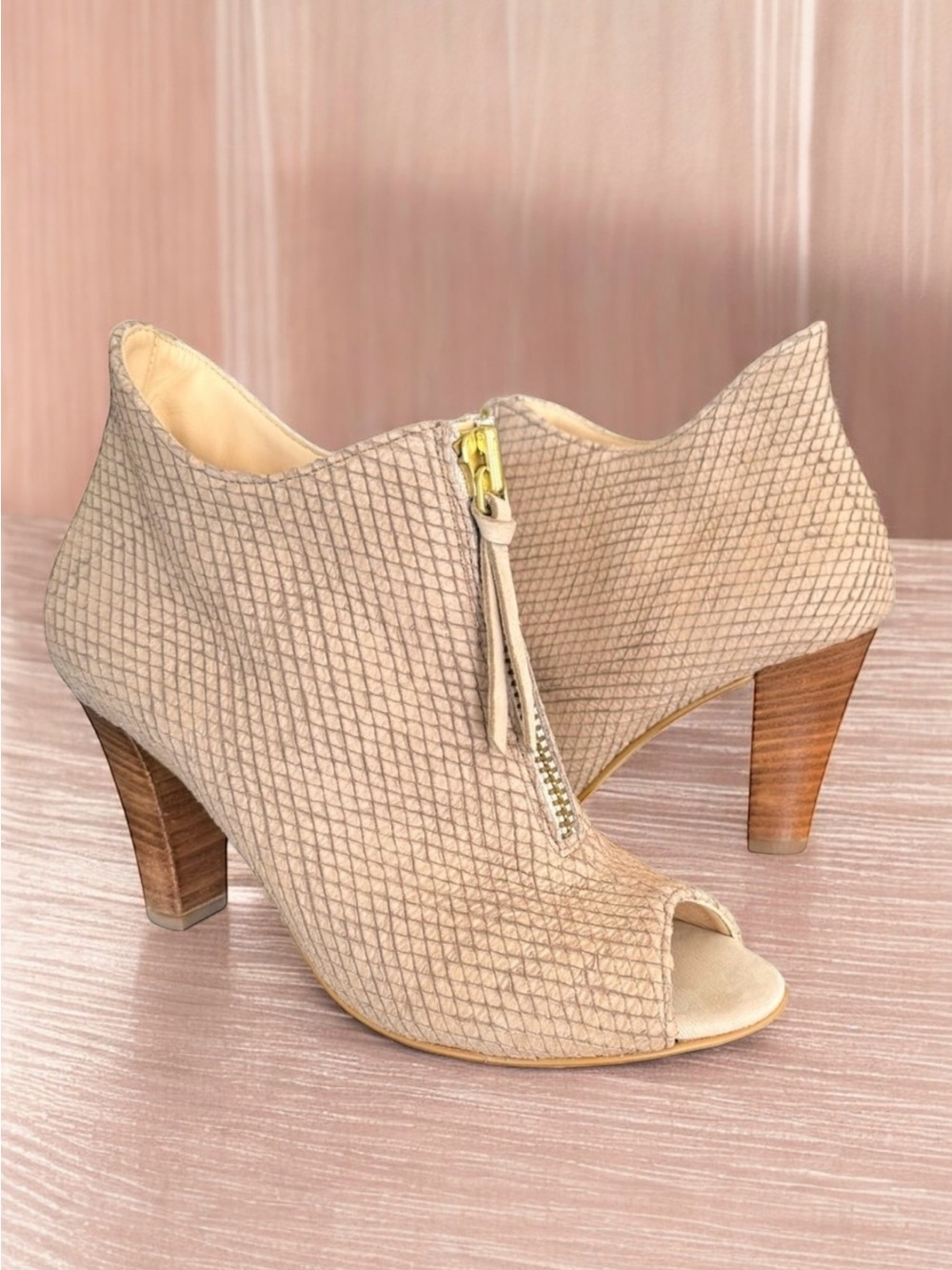 Paul Green Mallory Booties Embossed Leather Open Toe